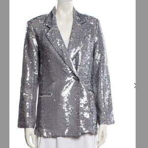 Nonchalant Sylvie Blazer Silver Sequin Jacket NWT